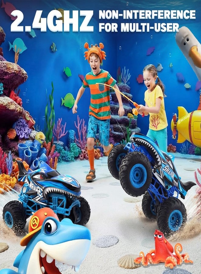 بيزغار شاحنة الوحش BEZGAR التي تعمل بجهاز تحكم عن بعد - شاحنة الوحش القرش مع دوران 360 درجة وانجراف، سيارة تحكم عن بعد بمقياس 1:16 مع أضواء وموسيقى، سيارة تحكم عن بعد للأولاد من 4 إلى 7 سنوات، هدايا عيد الميلاد للأطفال - Image 4